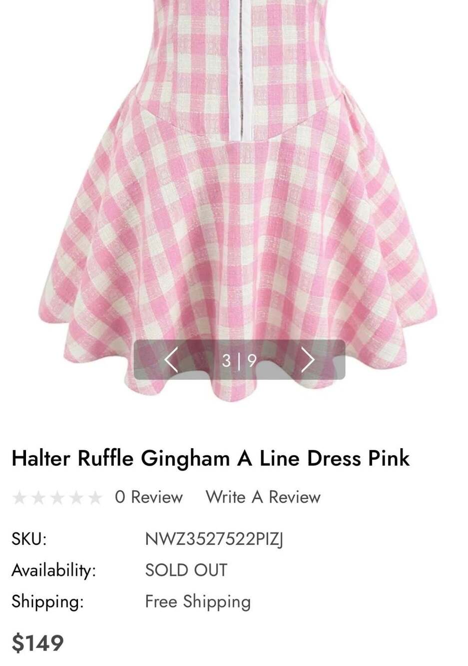 Halter Ruffle Gingham A-Line Mini Dress - Picture 2 of 5